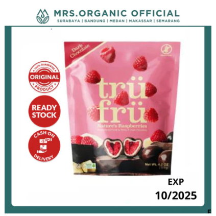 

Trufru Dark Chocolate Raspberries 119 Gram Buah Raspberries degan dark coklat - Gluten Free