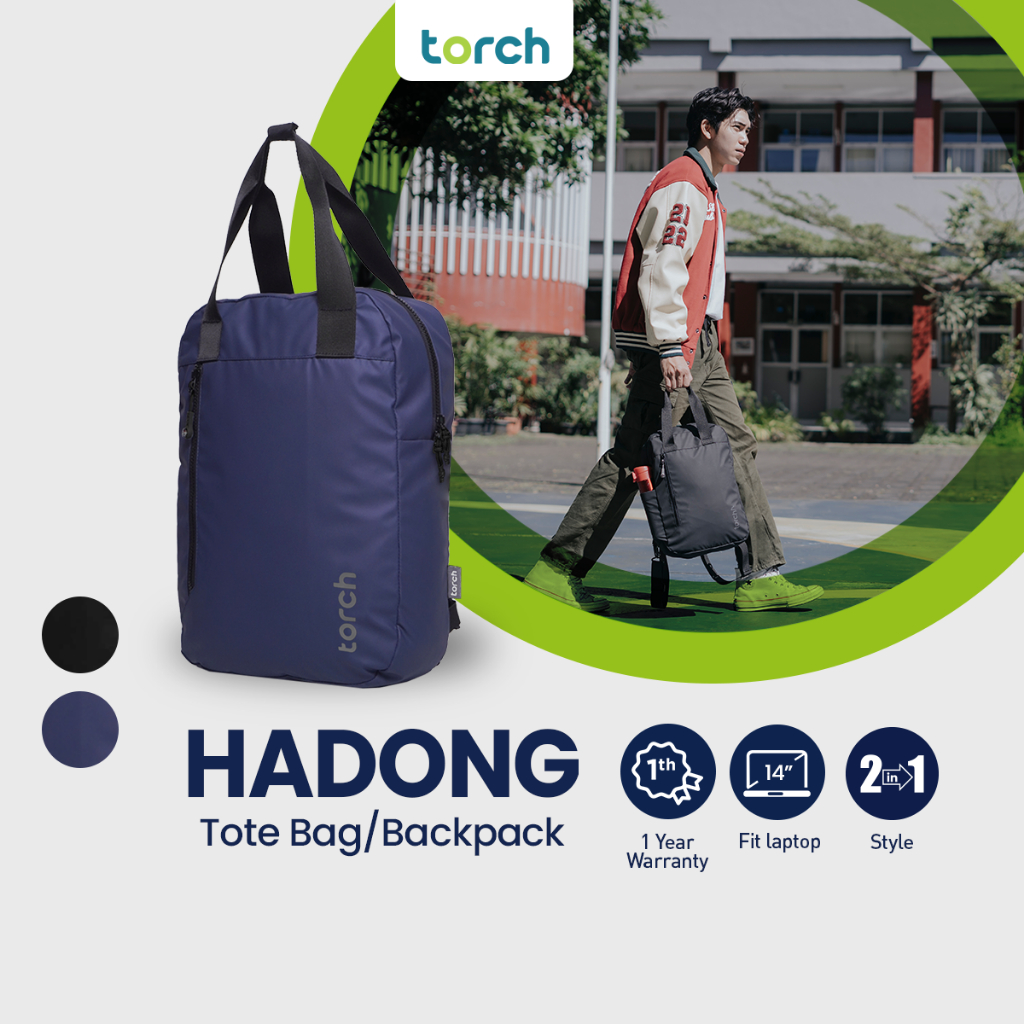 TORCH Hadong Tas Totebag Ransel Punggung Sekolah Jinjing Laptop Pria Wanita Tahan Air 19 Liter - Bac