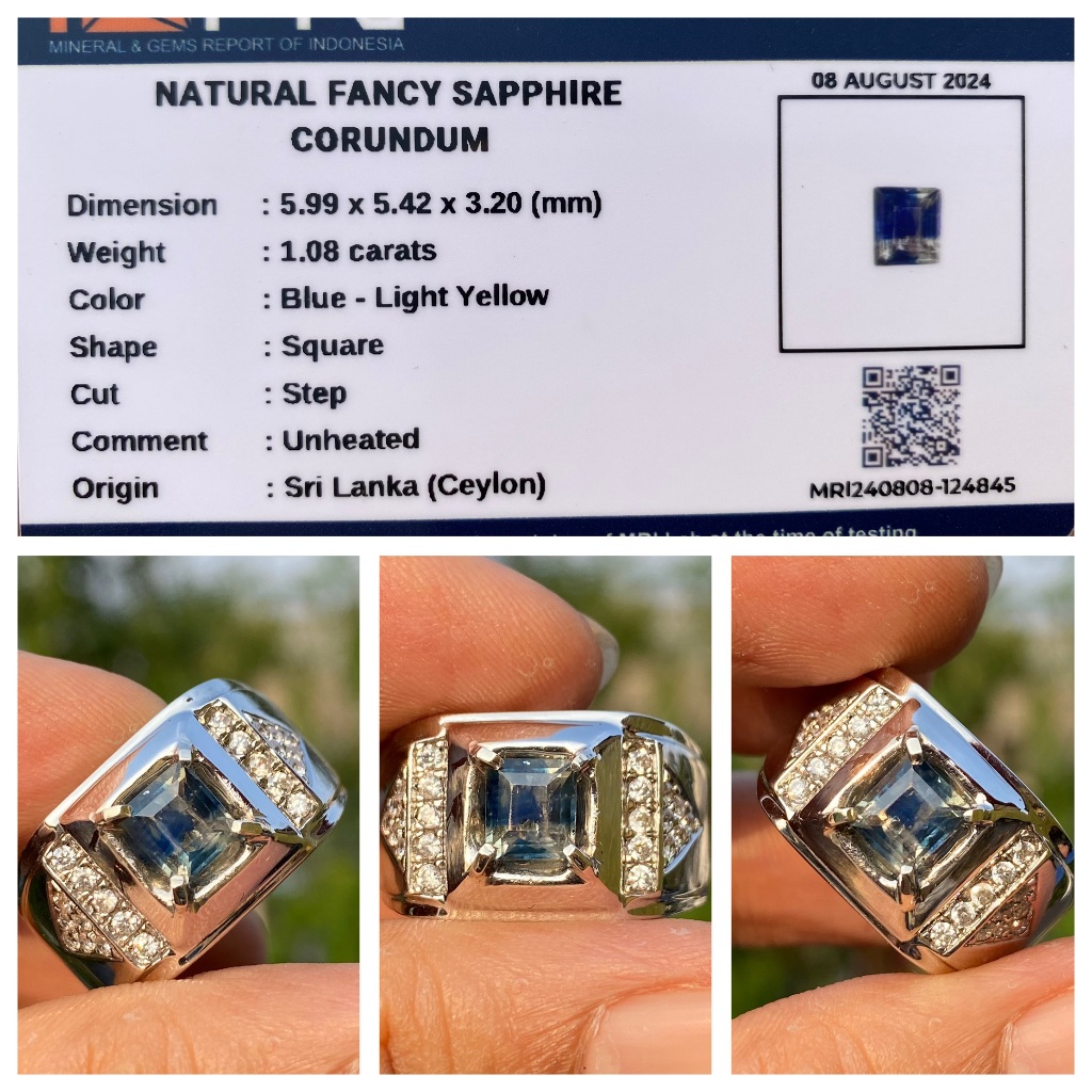 Natural 1.08ct fancy sapphire no heat srilanka ceylon