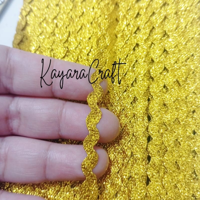 [1Meter]Renda Biku MAS/Renda Hias Gold/Renda Zigzag/Renda DIY Craft Kerajinan/Aplikasi Jahit Renda