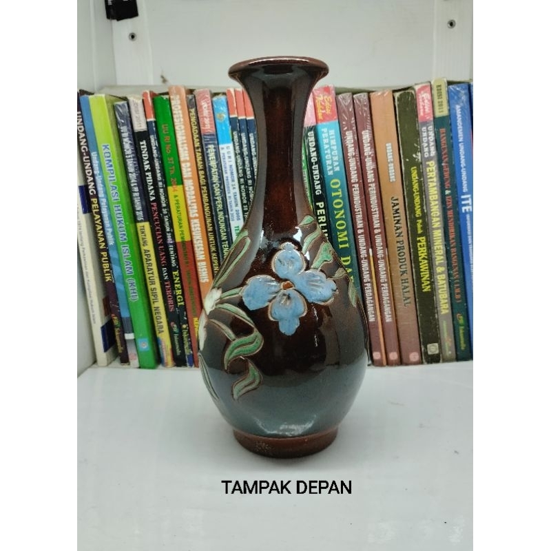 VAS BUNGA KERAMIK PORSELEN MOTIF BUNGA TIMBUL