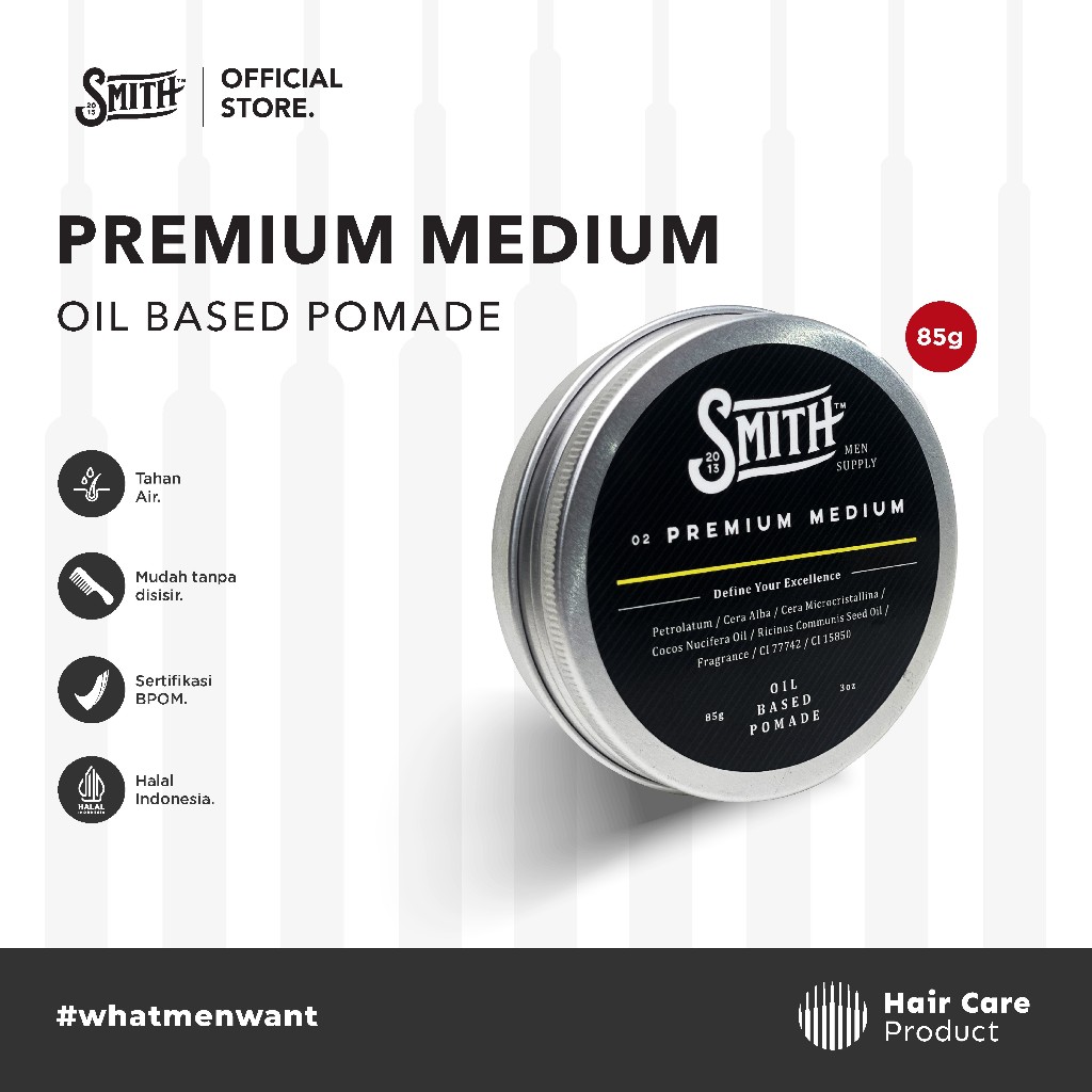 SMITH - Premium Medium Hair Pomade Oil Based 85gr