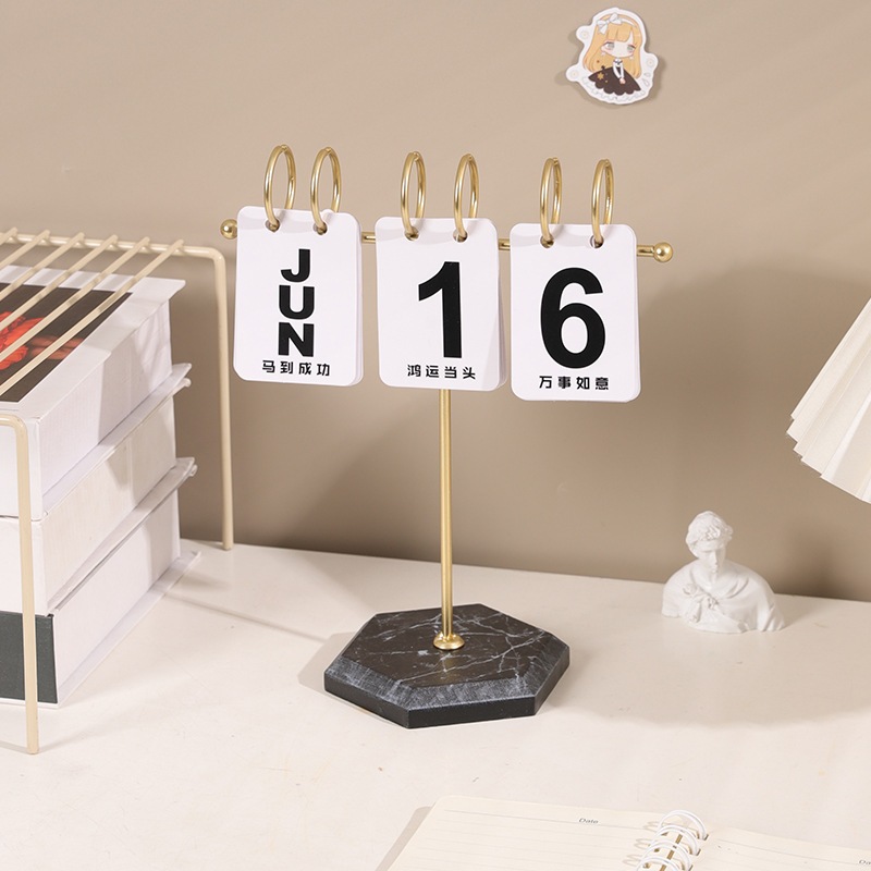 

Kalender Meja DIY T-shaped Flip Calendar Ornament Photo Props