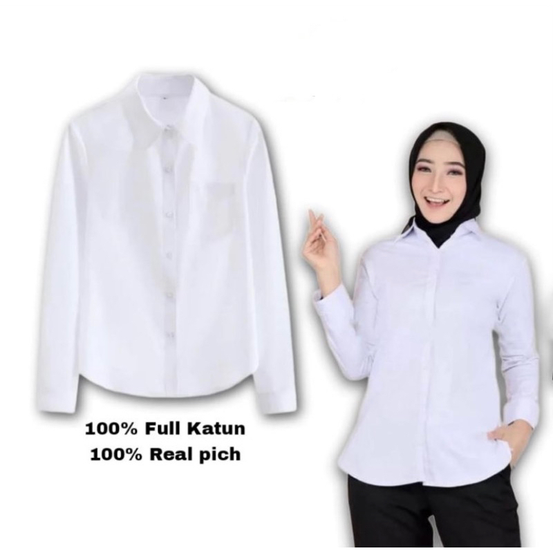 kemeja putih wanita - kemeja kerja wanita - hem putih wanita-kemeja hitam wanita
