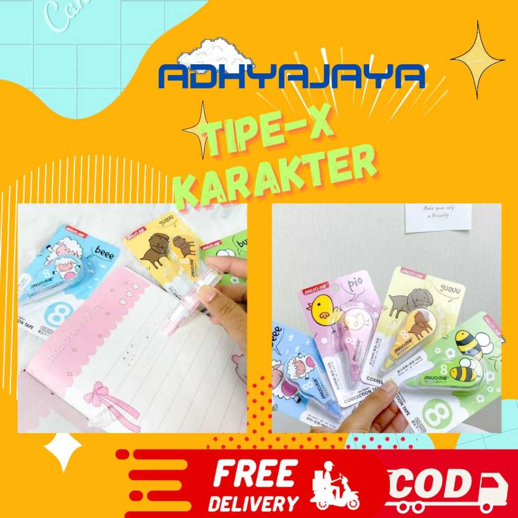 

TIPE-X KARAKTER LUCU PANJANG ROLL 8M PENGHAPUS PULPEN / TIPEX / TIPE-X / RETAPE KERTAS / PENGHAPUS / TIPEX