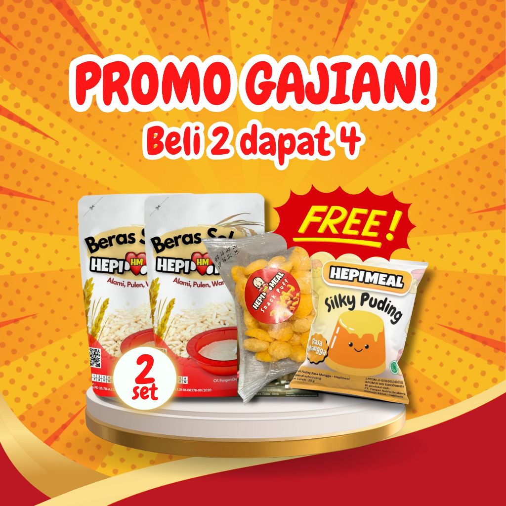 

PROMO GAJIAN BELI 2 DAPAT 4 | 2 set Hepi Meal Inulin Ayam dan Sapi dapat 1 puding mangga dan 1 snack puff