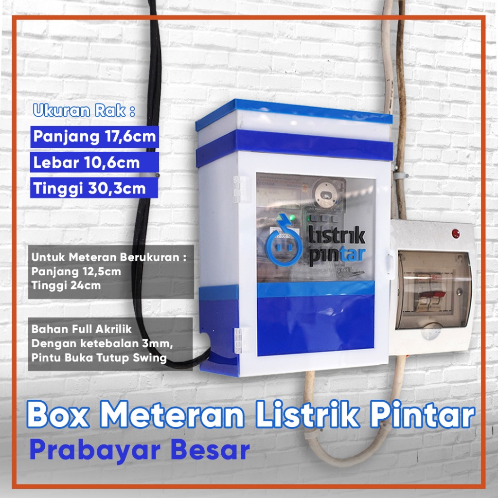 Box Listrik Akrilik KWH Meter PLN Token Prabayar Besar Listrik Pintar