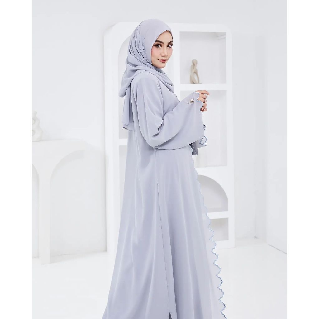 OFFICIAL GYORA ABAYA SYARI GAMIS HAJI UMROH HITAM PUTIH TURKEY DRESS ABAYA BASIC ARABIAN BORDIR