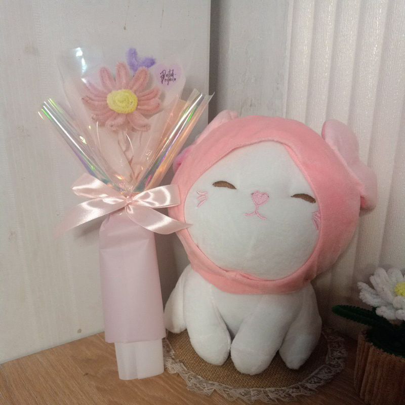 Mini Buket Kawat Bulu Pastel Mix Hologram