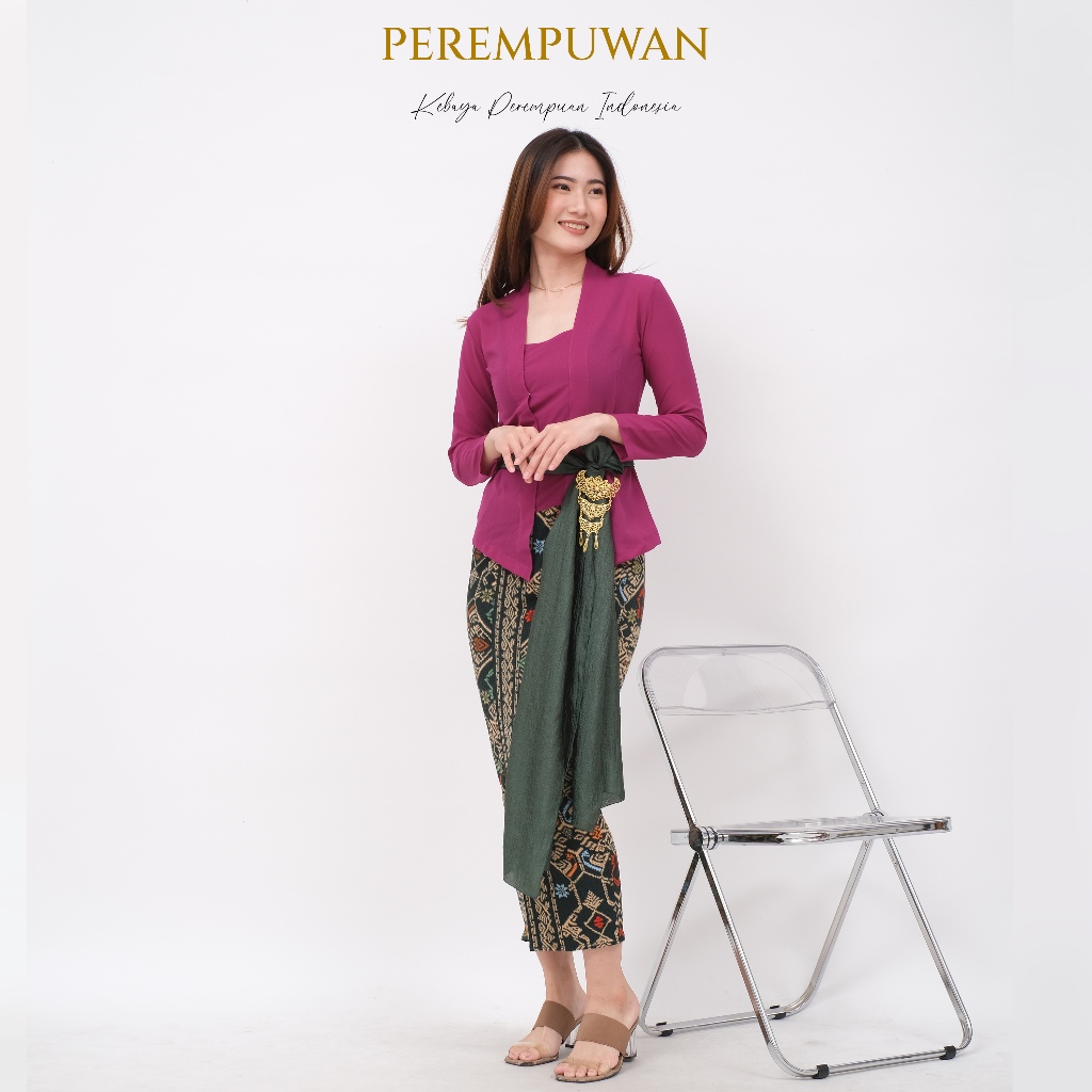 PEREMPUWAN Setelan Kebaya Bali Wisuda Modern Kutubaru Kutu Baru Polos Hitam Putih Baju Adat Jawa