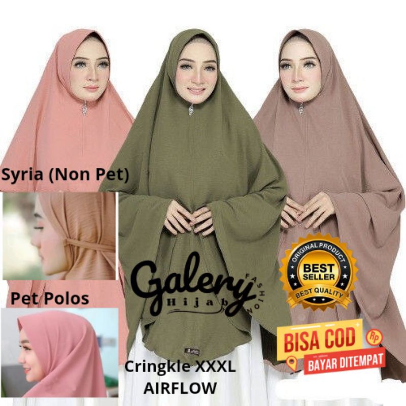 Hijab Bergo Maryam XXXL Crinkle Airflow /Kerudung Bergo Jumbo /Kerudung Khimar