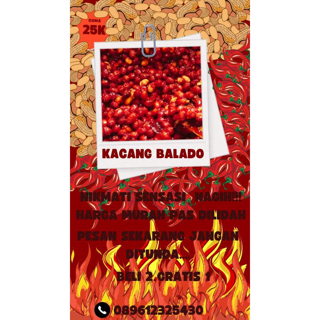 

KACANG BALADO 250gr,,, BELI 2 GRATIS 1