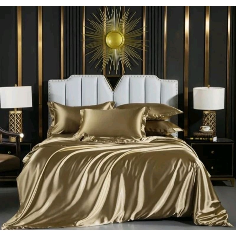 Bedcover Set Sprei Satin Velvet/Bedcover Satin/Sprei Satin UK 180x200 King Size (No.1)/Sprei Anti Ge
