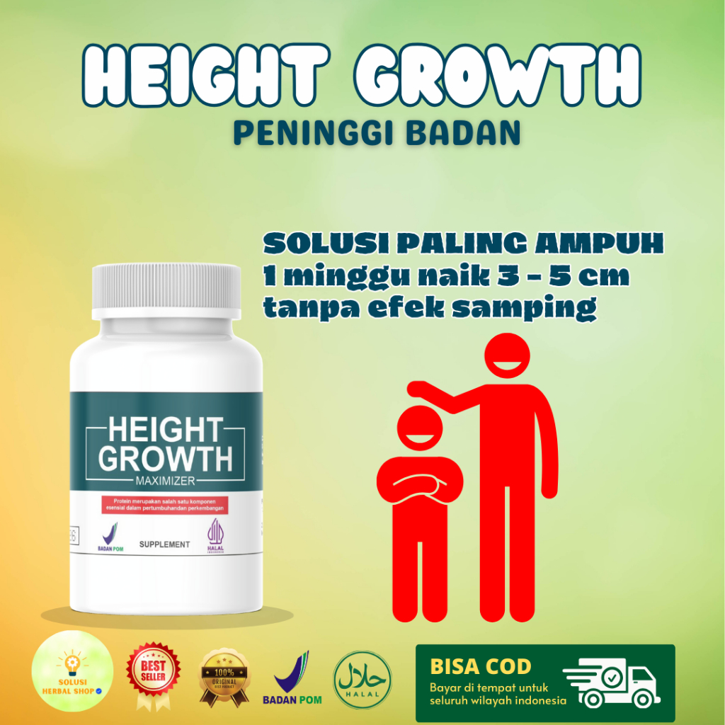 HEIGHT GROWTH Peninggi Badan TERBAIK Suplemen Naik Tinggi Badan Paling Ampuh Bahan Alami Suplemen Na