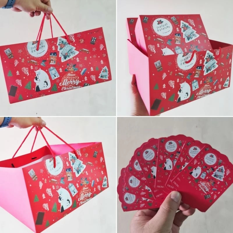 

( 5 pcs ) paket dus natal kue kering nastar box hampers sekat 9 merry christmas ukuran 26x26x14 cm