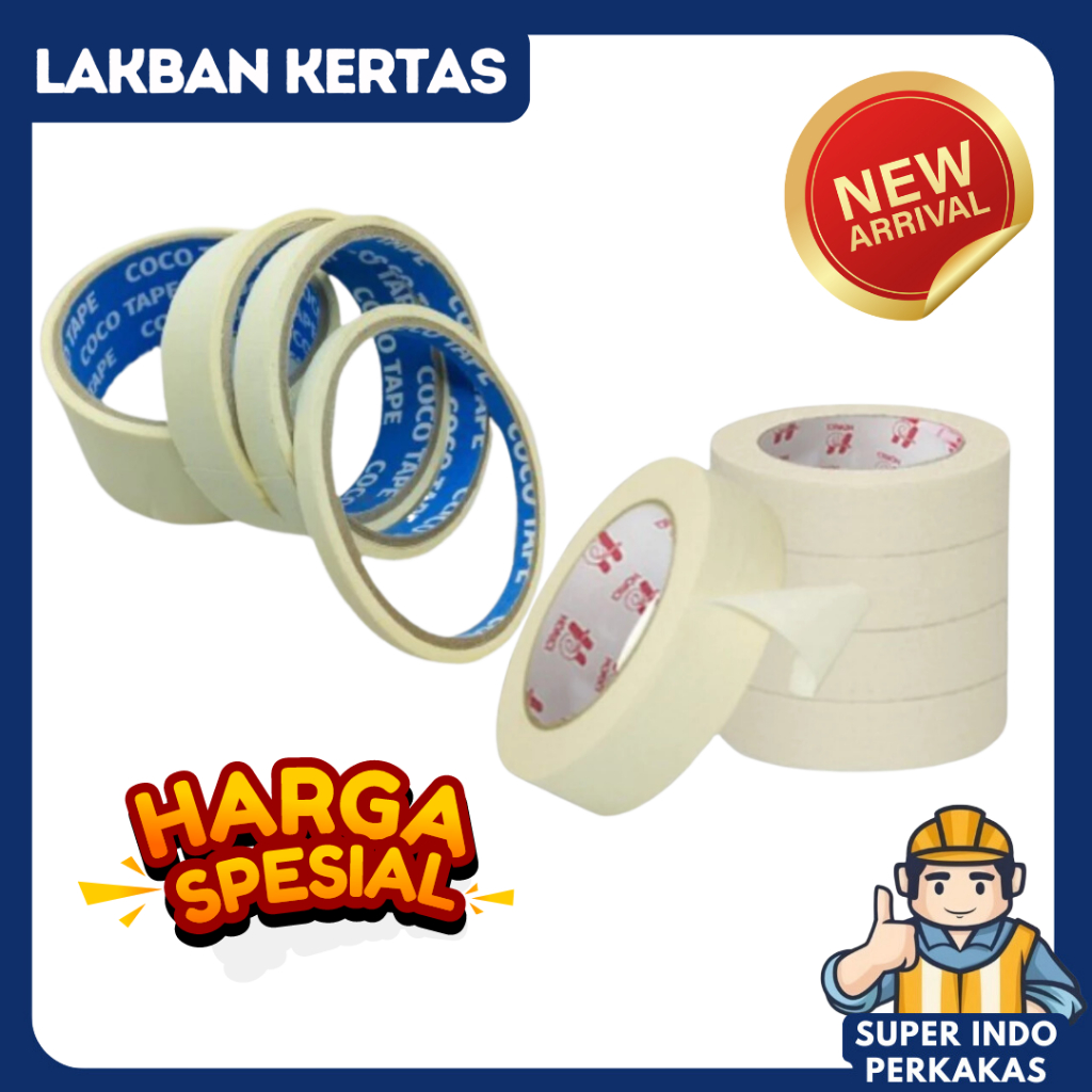 

Lakban kertas 25mm 45mm 10yard 15yard 20yard kualitas bagus dan murah