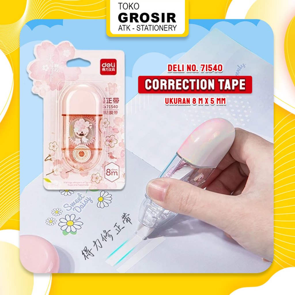 

Correction Tape Deli / Tip Ex Kertas 8 m Design Sakura 71540 Pink Colour