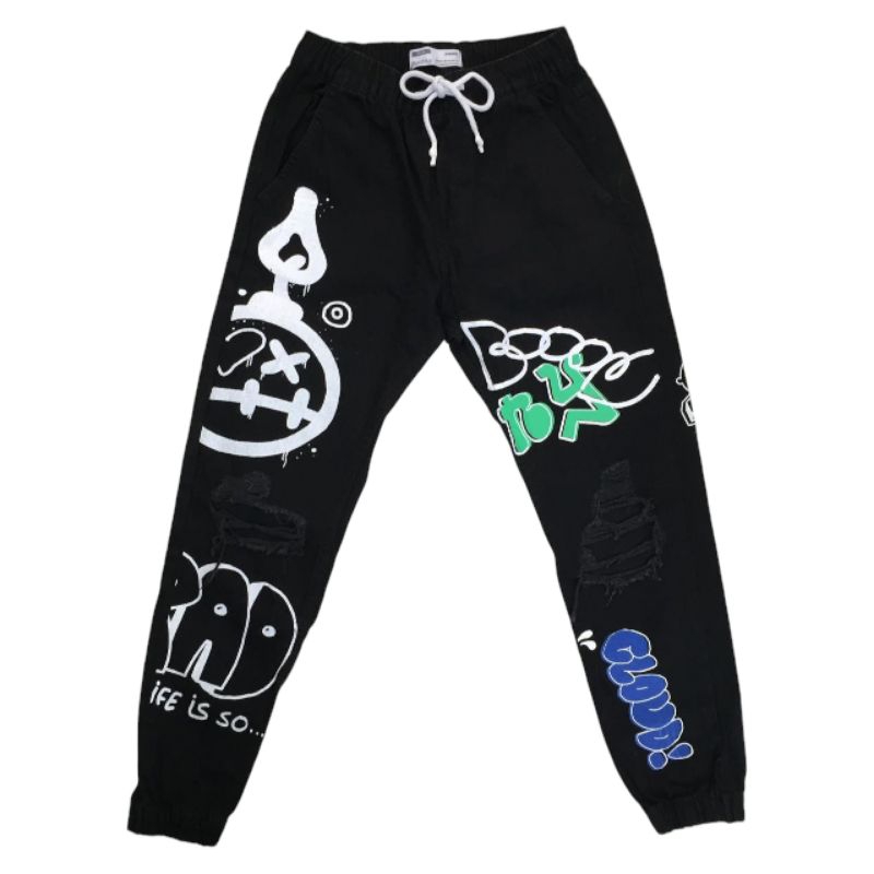 Bershka Graffiti Jogger Jeans