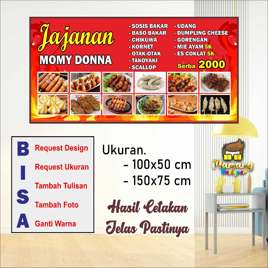 Cetak Spanduk Banner Keren Aneka Sosis atau Aneka Seafood bb