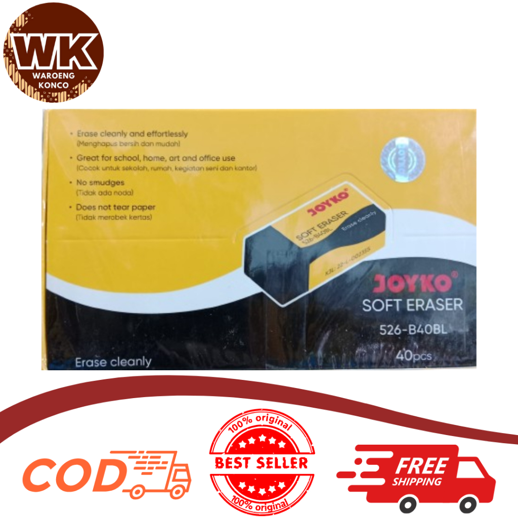 

Penghapus Joyko 526 B40BL Hitam / Penghapus pensil 1 Pack (Isi 40 Pcs)