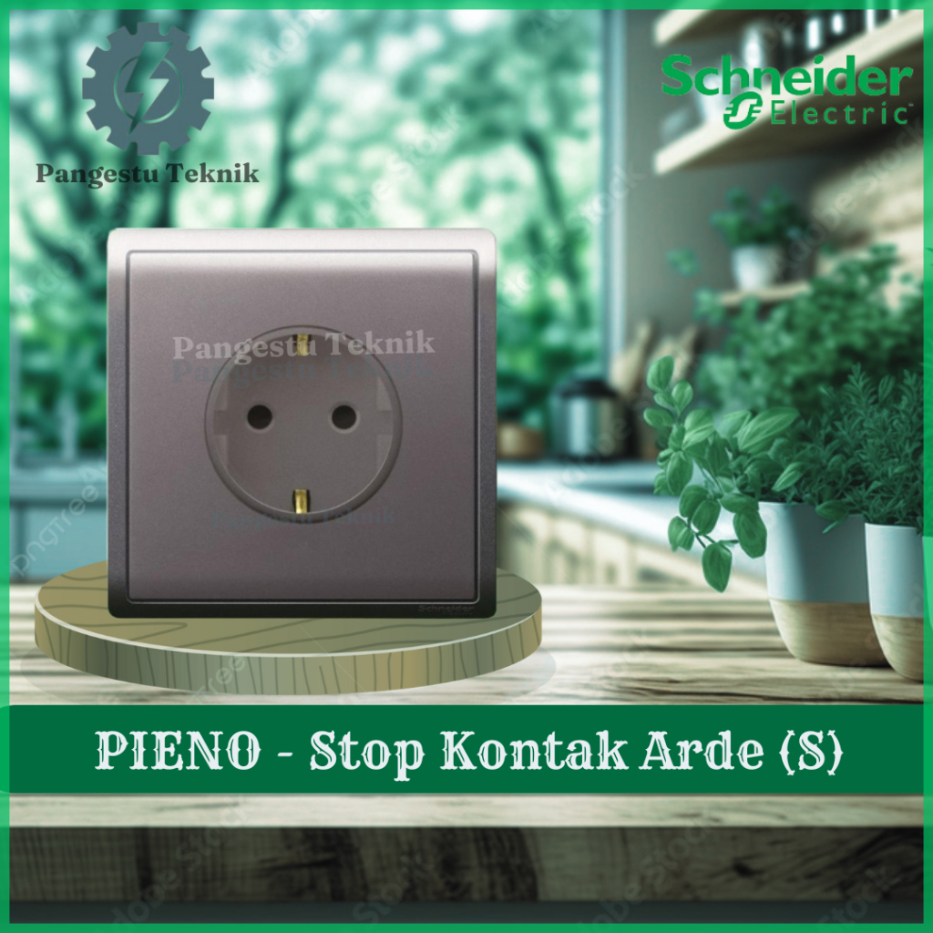 Schneider PIENO Stop Kontak Arde Schuko (Silver)
