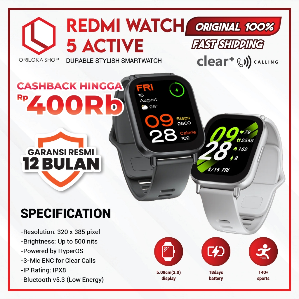 Xiaomi Mi Redmi Watch 5 Active Smartwatch - Garansi Resmi