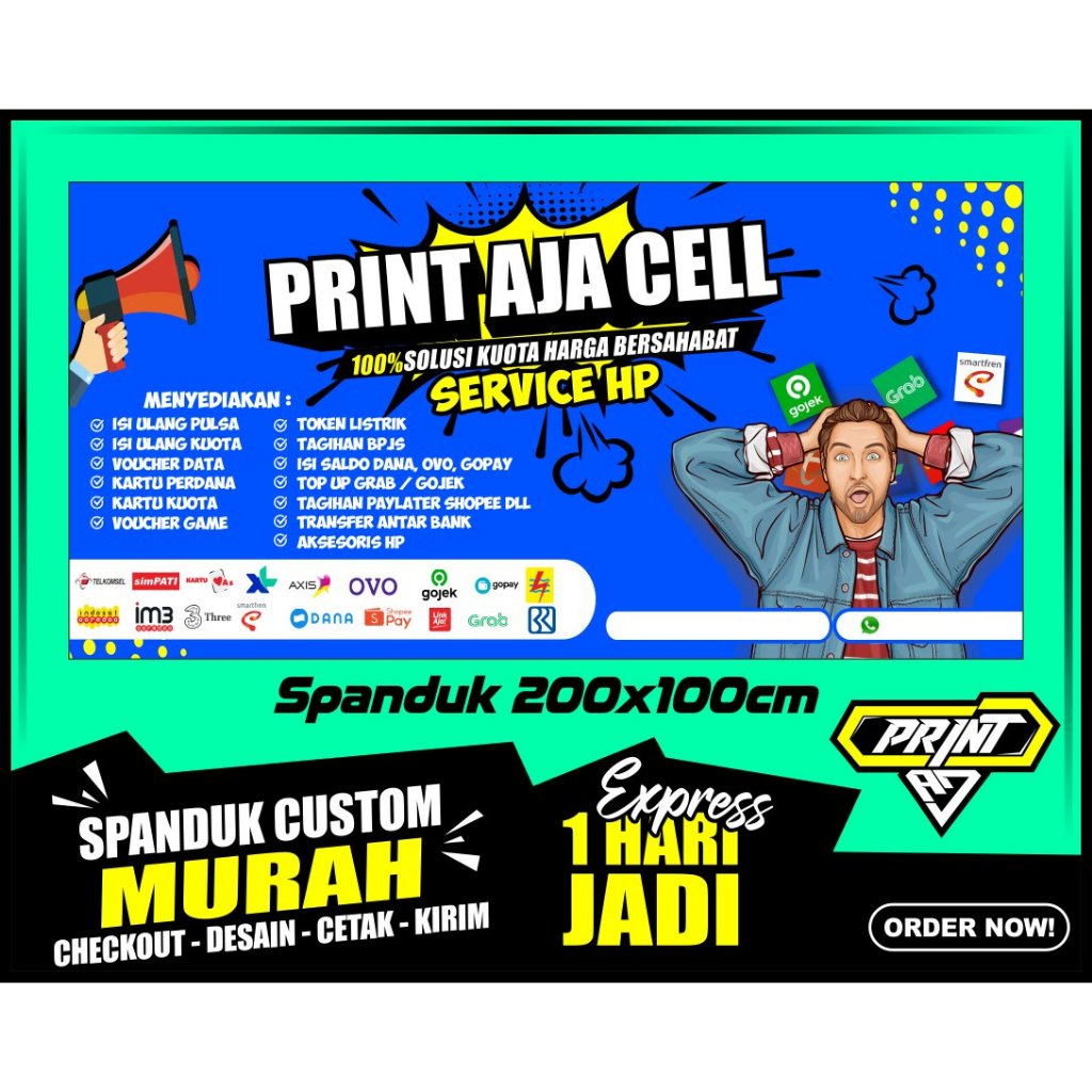 Banner KONTER, Spanduk KONTER 200X100 cm, COD, Banner KONTER, Spanduk KONTER 200X100 cm,