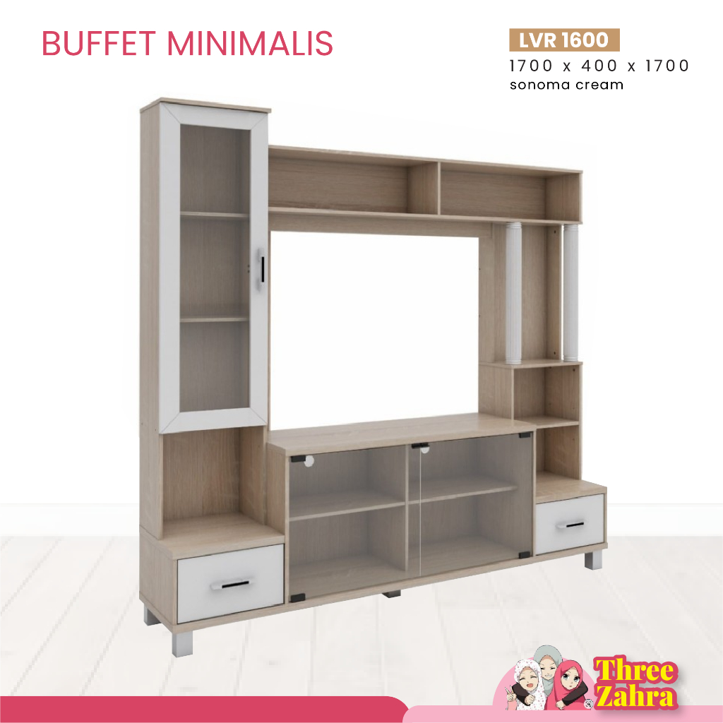 Buffet Minimalis Tinggi / Rak Tv / Meja Tv / Kaca / Elegant ( kurir toko )