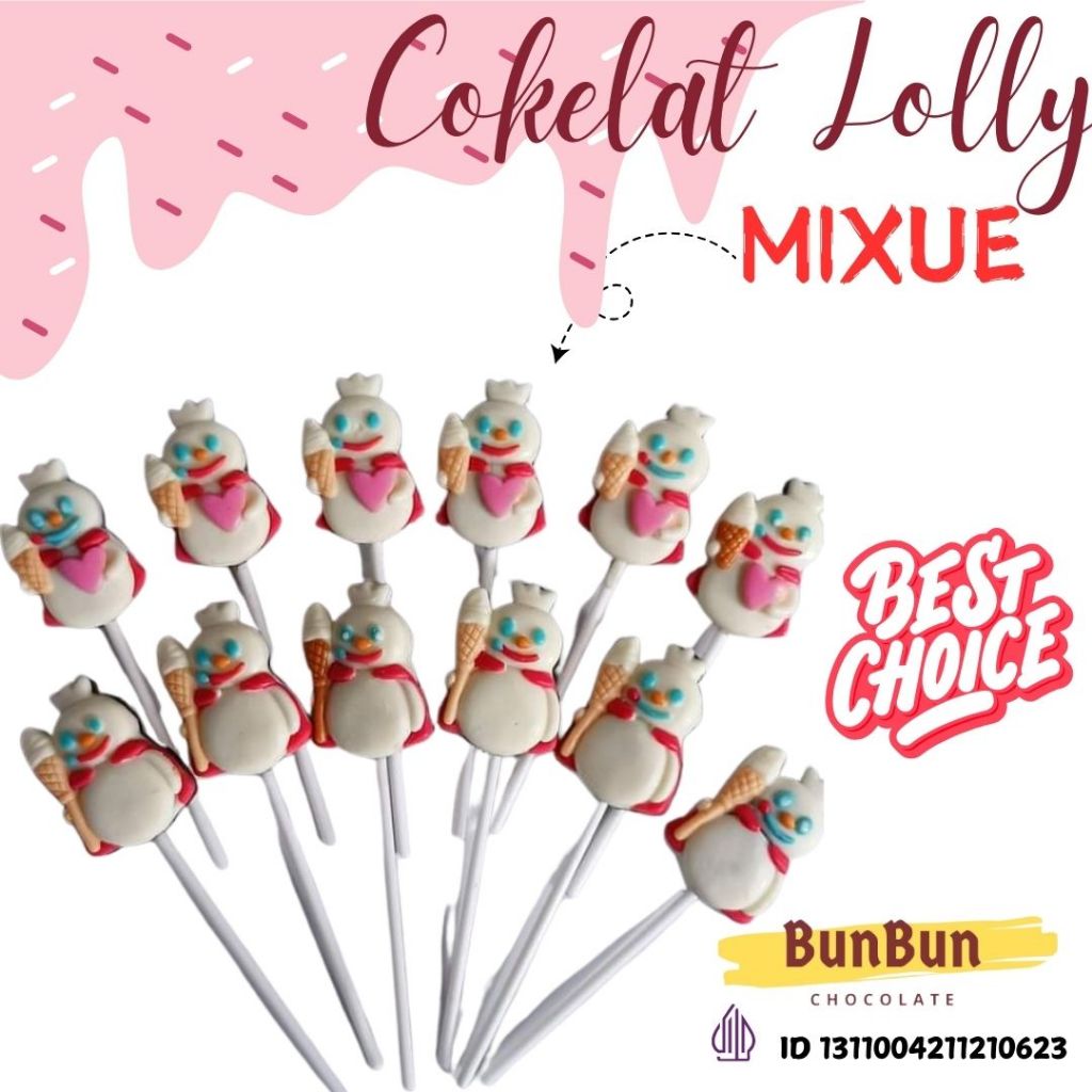 

Cokelat Lolly Mixue / Mixue / cokelat viral /cokelat lolly / cokelat / halal/ cokelat kado / cemilan viral / ide jualan / jajanan viral / cokelat karakter / cokelat best seller / grosir / cokelat premium / homemade/ cokelat