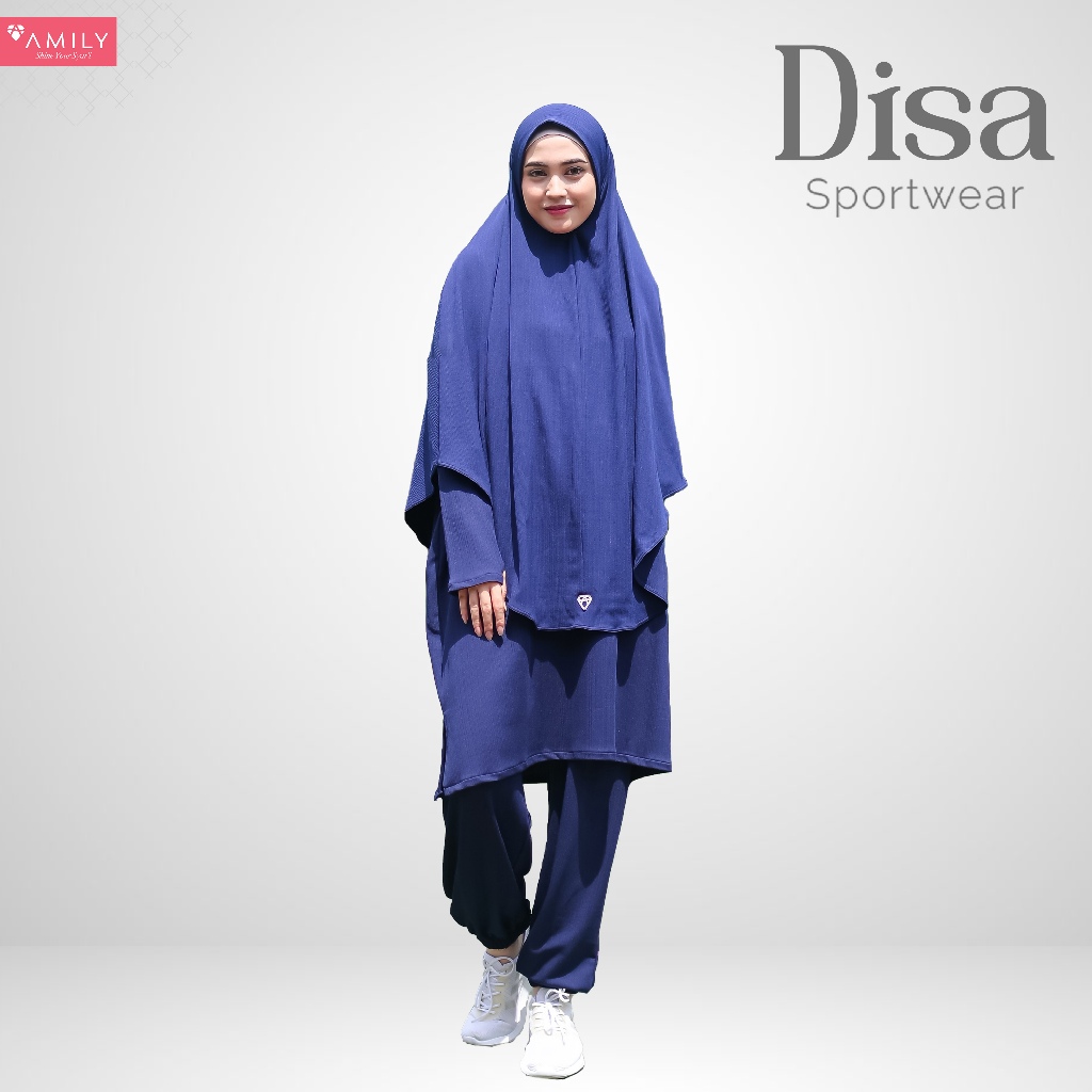 AMILY - Disa Sportwear - Baju Olahraga Wanita Muslim - Baju Olahraga Syari Knit Polos Premium