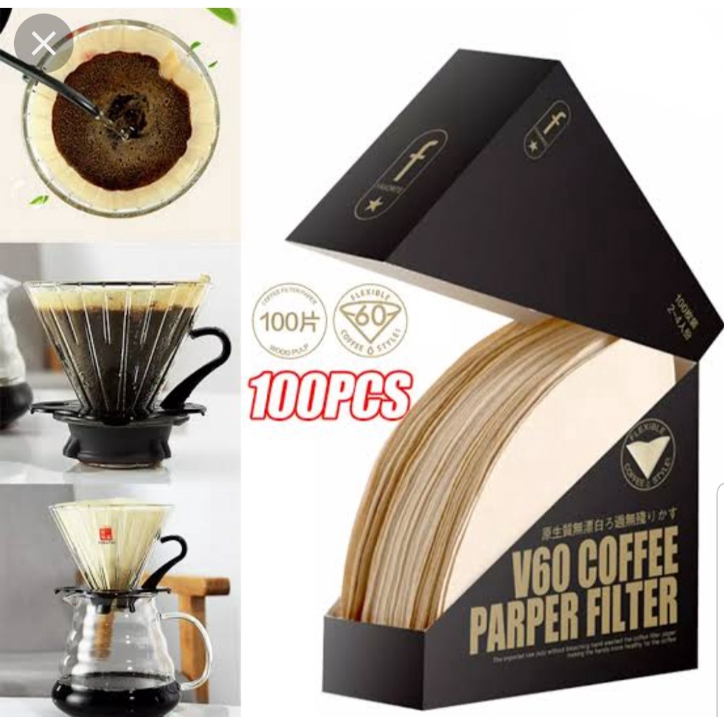 Paper V6 Coffee Kes Saringan Kopi V6 Drip Coffee Size 12  1PCS White  Brown