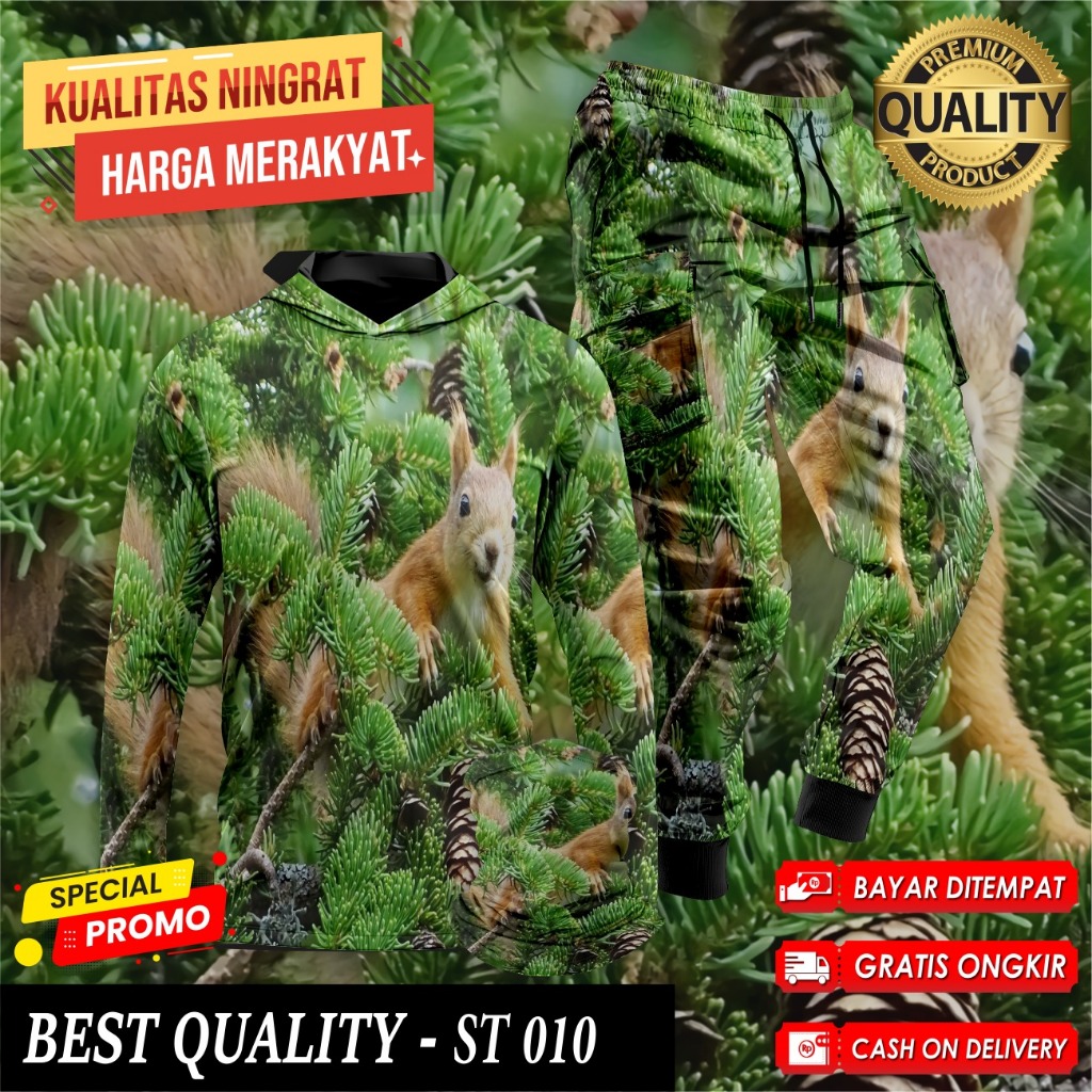 Setelan Baju Camo Hoodie Berburu Hunting Baju Berburu Hutan Kamuflase 1 Set Buff Celana Camo