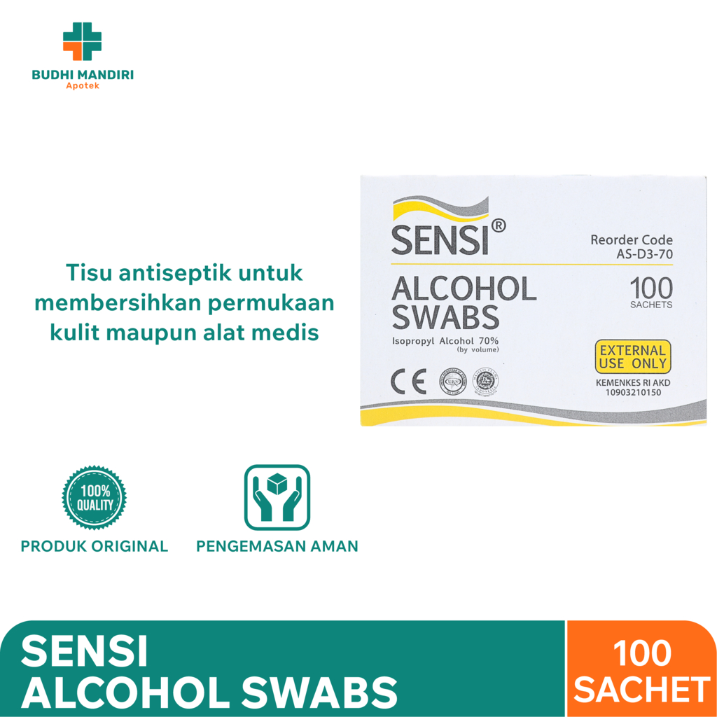 Alkohol Swab Sensi 100 Lembar - Tisu Antiseptik