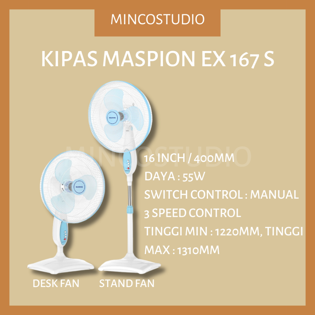 MASPION KIPAS ANGIN EX167S / MASPION KIPAS ANGIN 2IN1 EX167S / MASPION KIPAS ANGIN EX167S 16 INCH