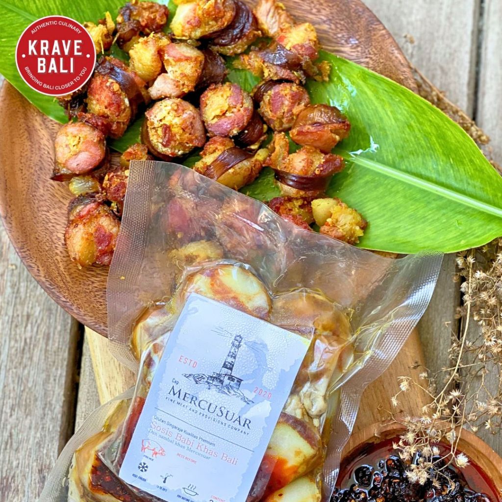 

KRAVE BALI Urutan Sosis Babi Asap Asli Mercusuar 300 Gram - Makanan Khas Bali Asli