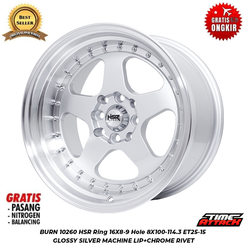 Velg Mobil Hsr R16 Celong Agya Jazz Swift Avanza Livina HSR WHEEL Tipe BURN - TIME ATTACK BOGOR
