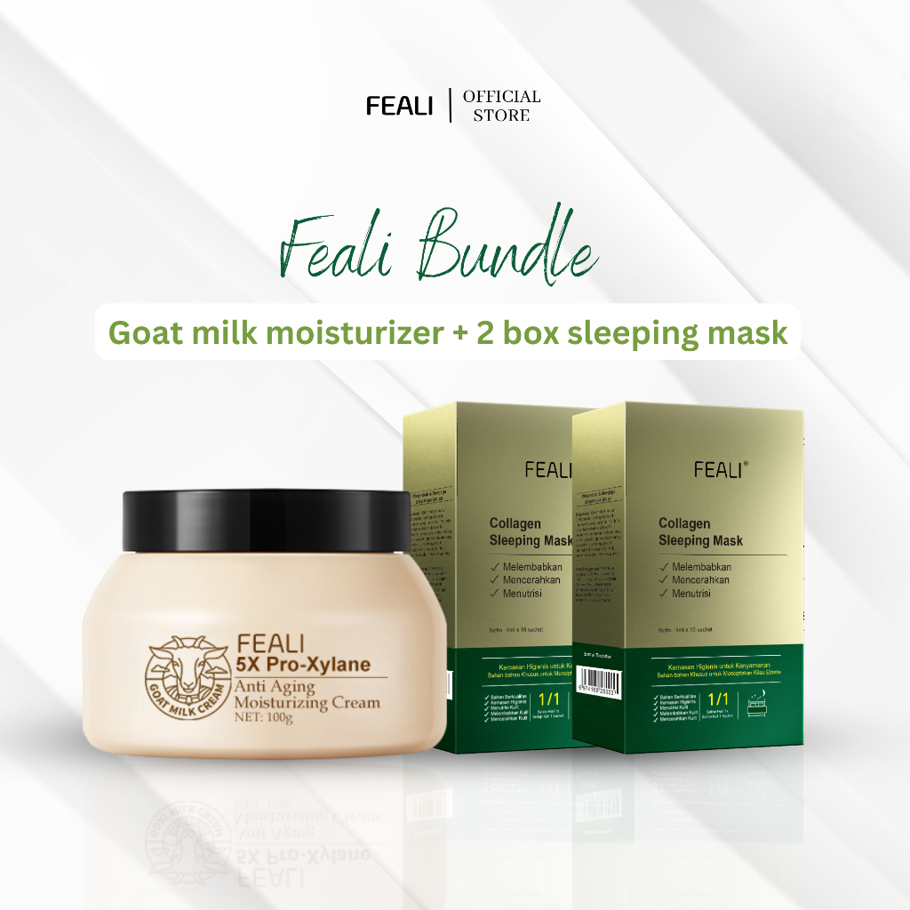 [BPOM] BUNDLE 2IN1 - FEALI Collagen Sleeping Mask + FEALI Moisturizer Cream Hyaluronic Kering Mencer