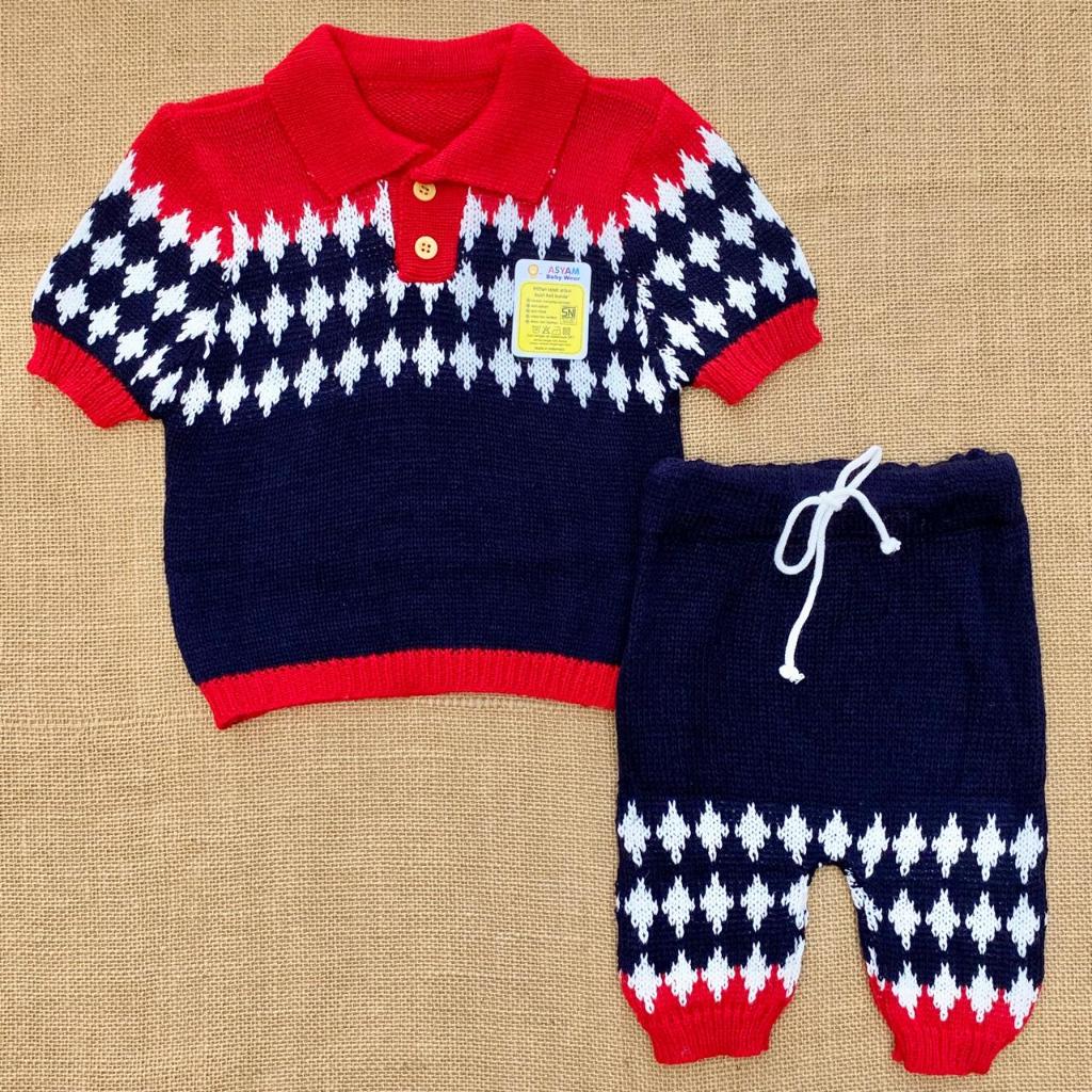 Setelan Rajut Bayi Baru Lahir Setelan Sweater Bayi Newborn Setelan Bayi Baju Pendek + Celana Pendek 