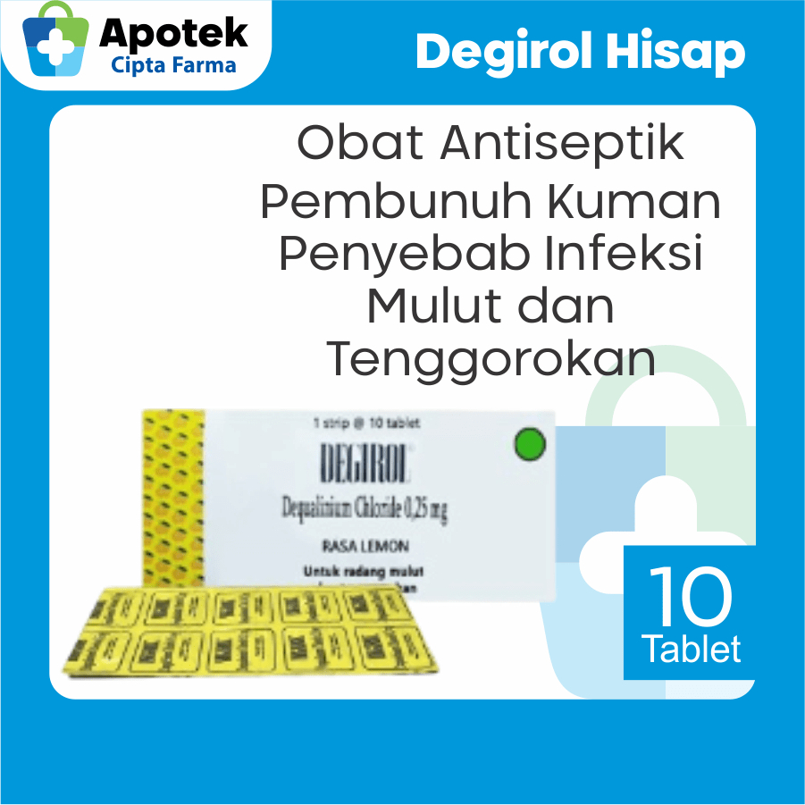 Degirol Tablet Hisap 10 Strip Degirol untuk Tenggorokan Obat Antiseptik Antisep Obat Radang Tenggoro