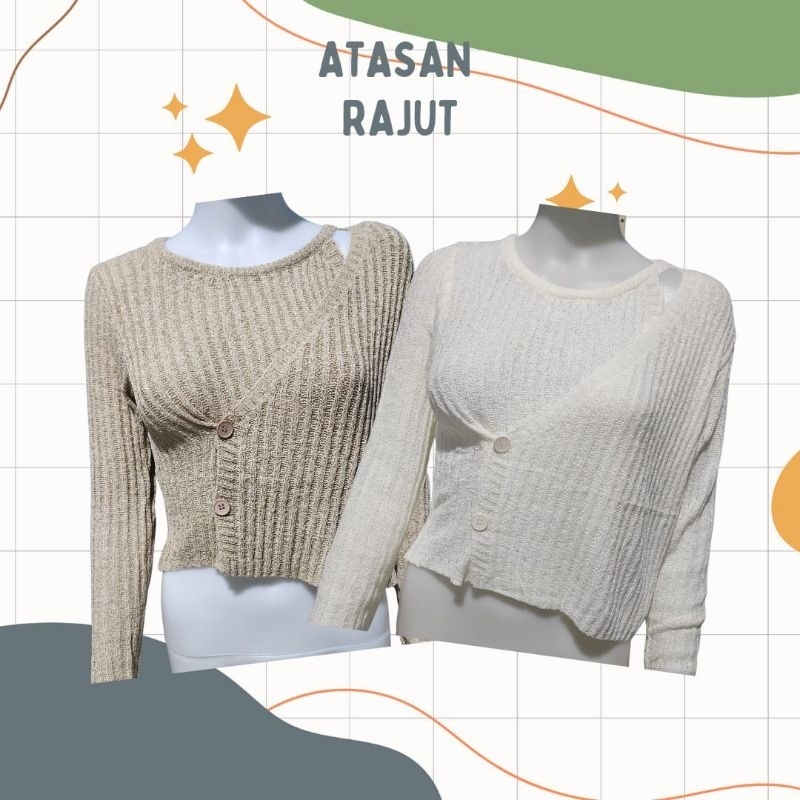 Atasan Wanita Rajut/Baju Wanita Rajut Lengan panjang/ Knit lengan panjang/ Crop Top Rajut