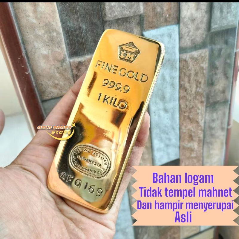 Diecast Fine Gold 999.9 Replika Emas Batangna 1 Kilo Replika Emas Antam 1000 Gram Miniatur Emas Bata
