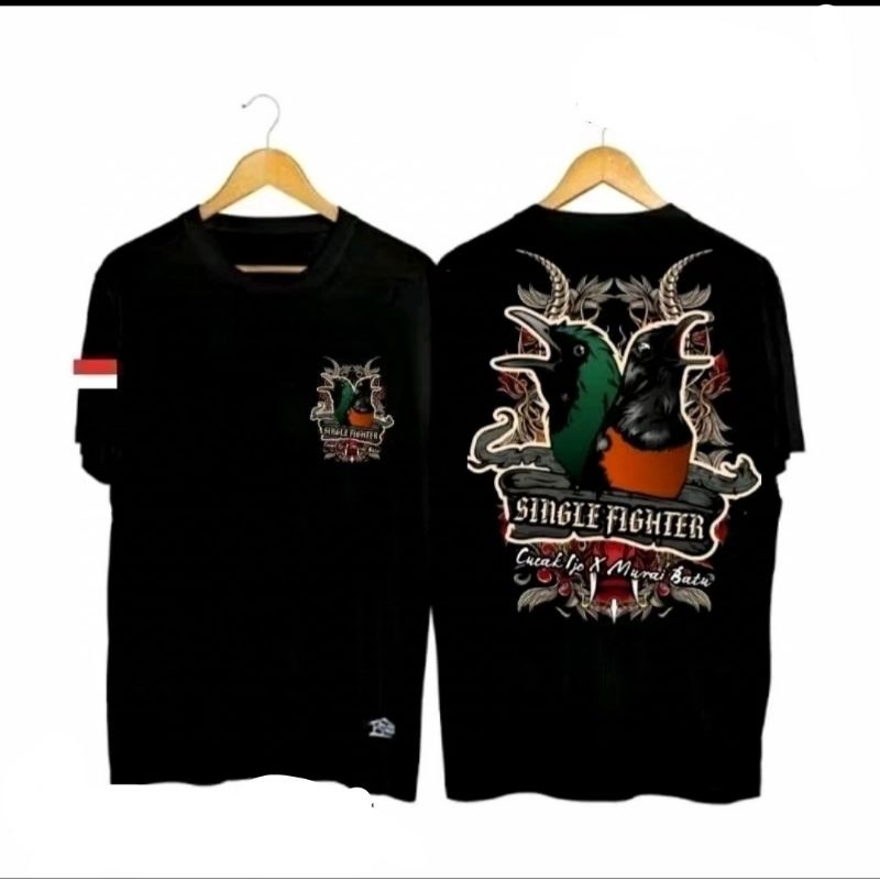 KAOS SINGLE FIGHTER CUCAK IJO X MURAI BATU DTF GAMBAR
