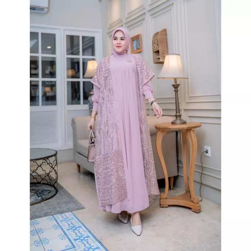 Bianca gamis/gamis outer/gamis polos/gamis lebaran mewah/outer/gamis set outer