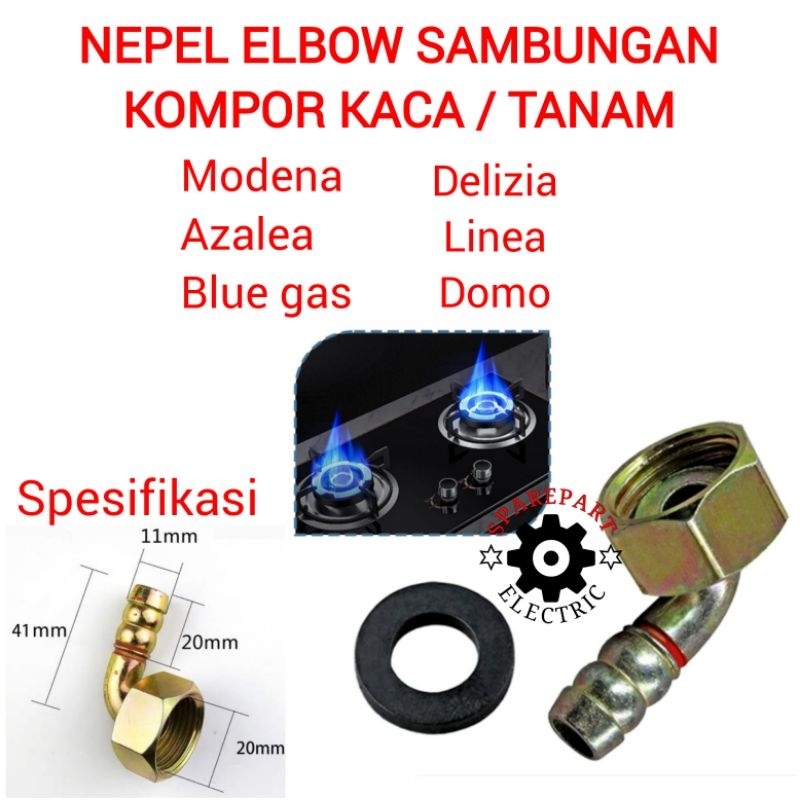 NEPEL ELBOW SAMBUNGAN L KOMPOR GAS KACA / KOMPOR TANAM MODENA / BLUEGAS / AZALEA / DELIZIA / LINEA /