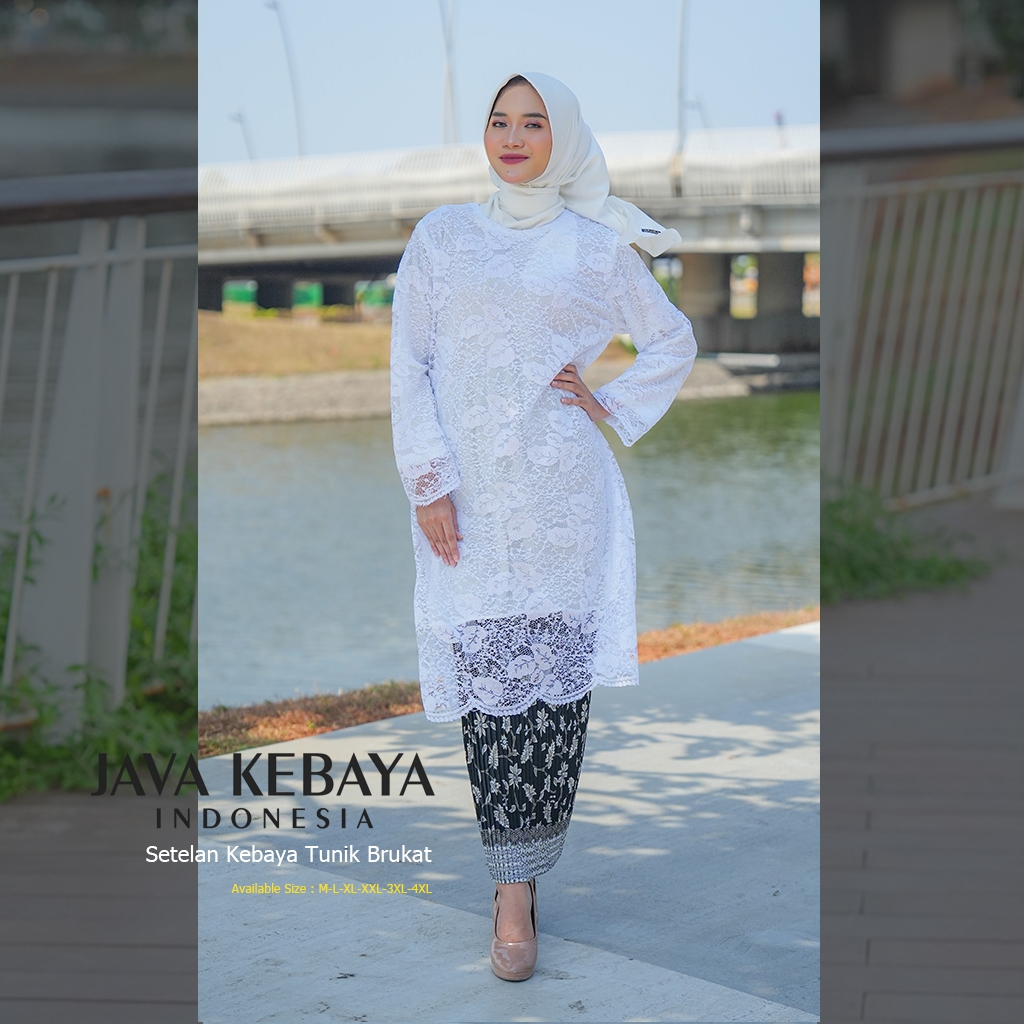 Putih - Setelan & Atasan 𝗞𝗲𝗯𝗮𝘆𝗮 𝗧𝘂𝗻𝗶𝗸 𝗠𝗼𝗱𝗲𝗿𝗻 / Kebaya Wisuda / Baju Wanita / Baju Atasan Wanita Keki