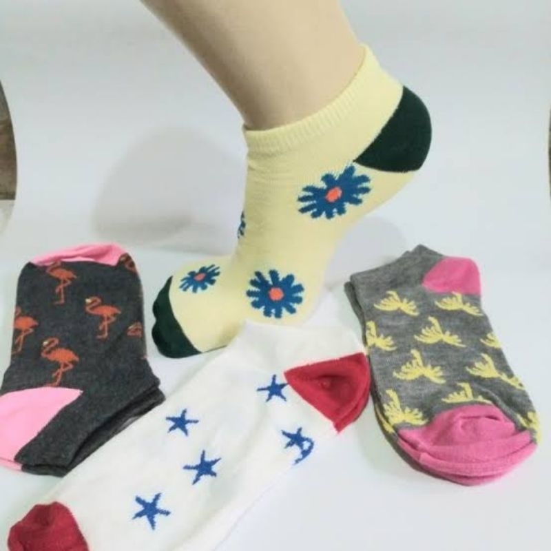 KAOS KAKI MATA KAKI MOTIF/KAOS KAKI MOTIF PENDEK WANITA