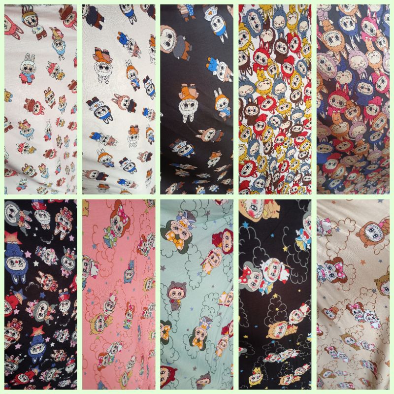 KAIN RAYON PREMIUM MOTIF LABUBU VIRAL/TOKO KAIN BEST SELLER (harga tertera 50cm)