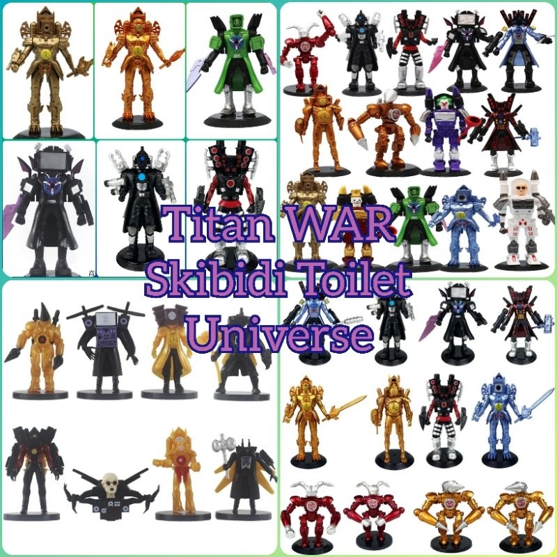 Action Figure Titan War Universe Titan Skibidi Toilet, Titan Speakerman Upgrade, Titan Clockman Upgr
