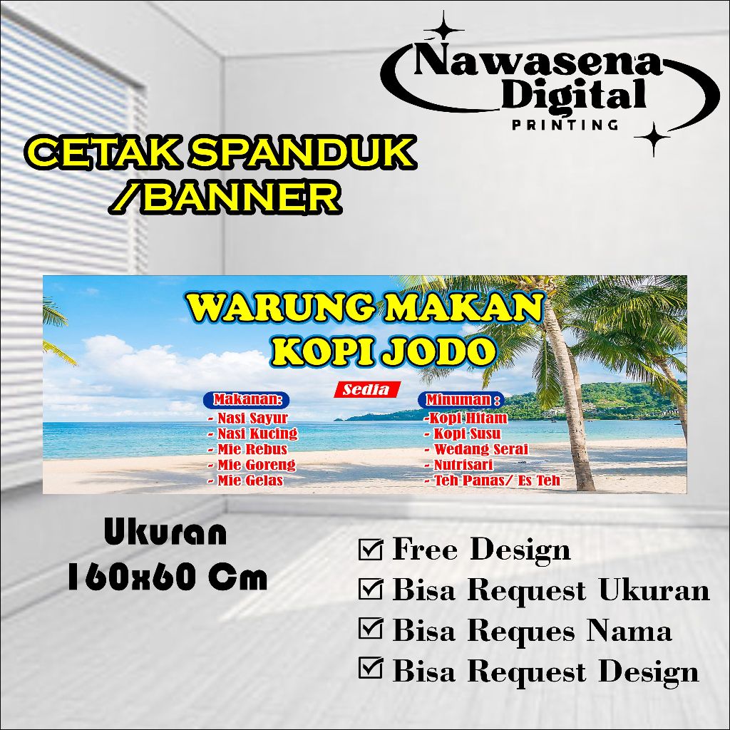 Cetak Spanduk Banner Warung Makan Custom Nama