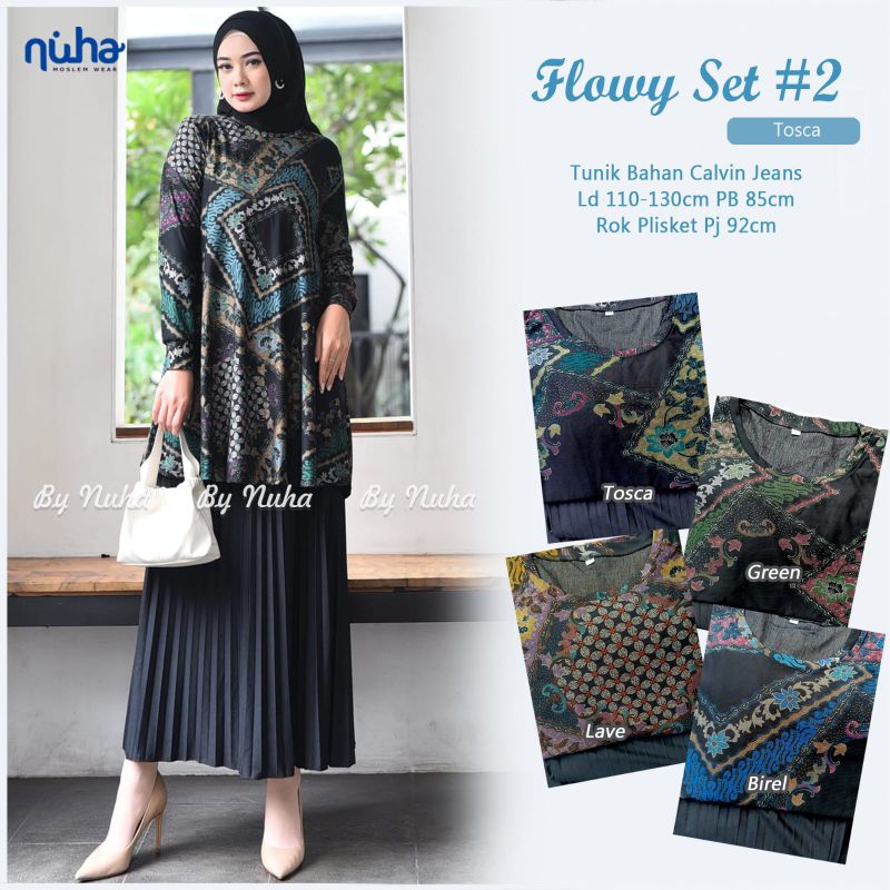 BAJU SETELAN WANITA TERBARU FLOWY SET #2 PAKAIAN WANITA ORI SOLO ONE SET KEKINIAN BAHAN CALVIN JEANS